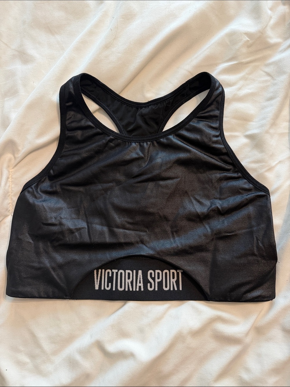 Victoria Sport Black Racerback High-Neck Sports Bra